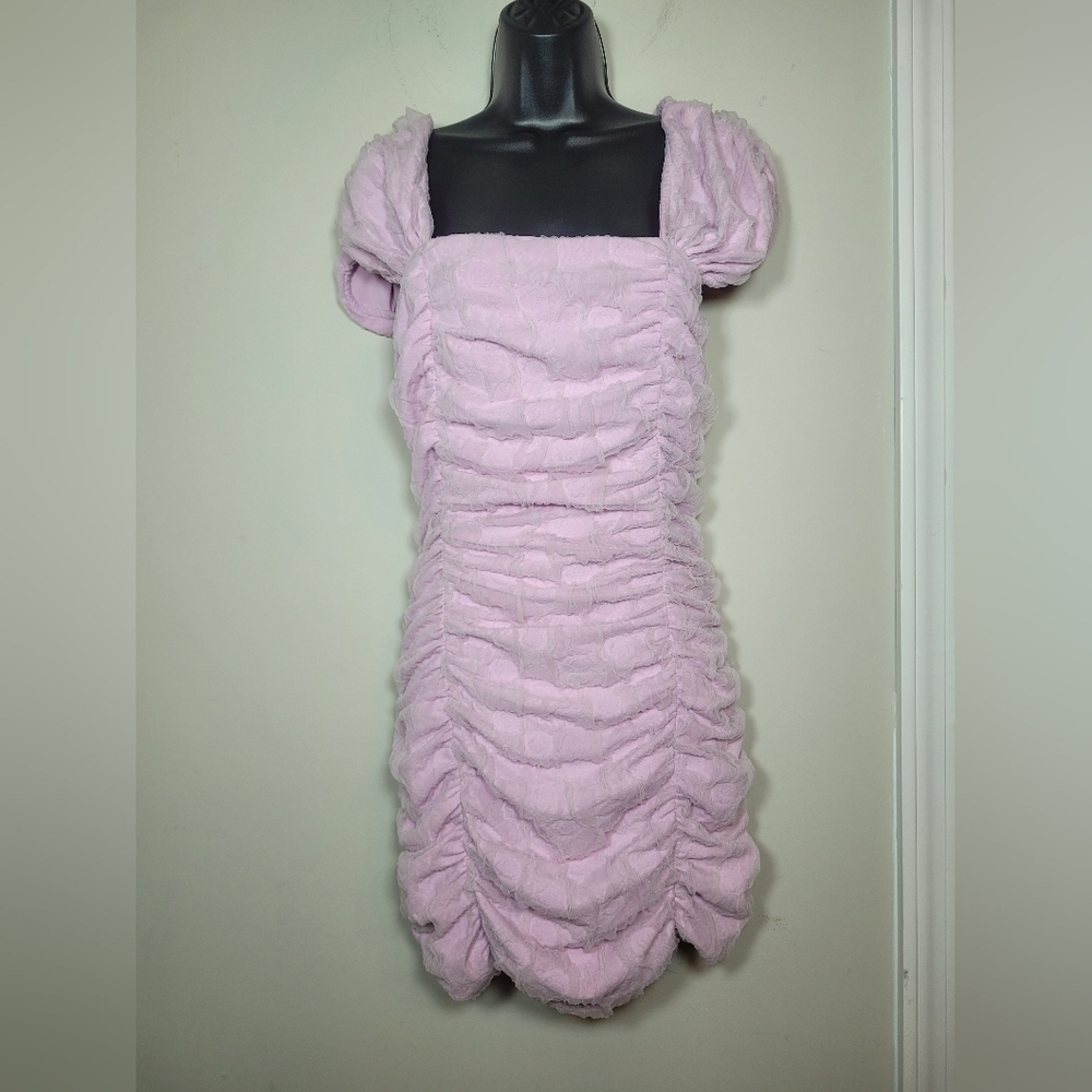 Endless Rose Ruched Mini Dress with Cap Sleeves sz M